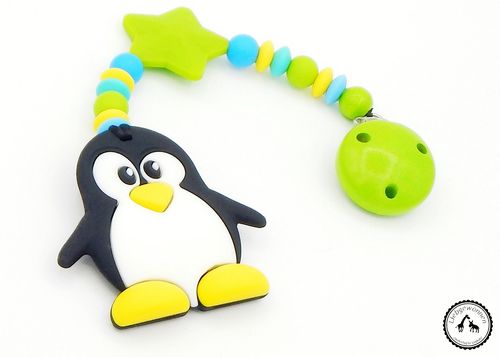 Pinguin/Stern in blau/gelb/grün/türkis